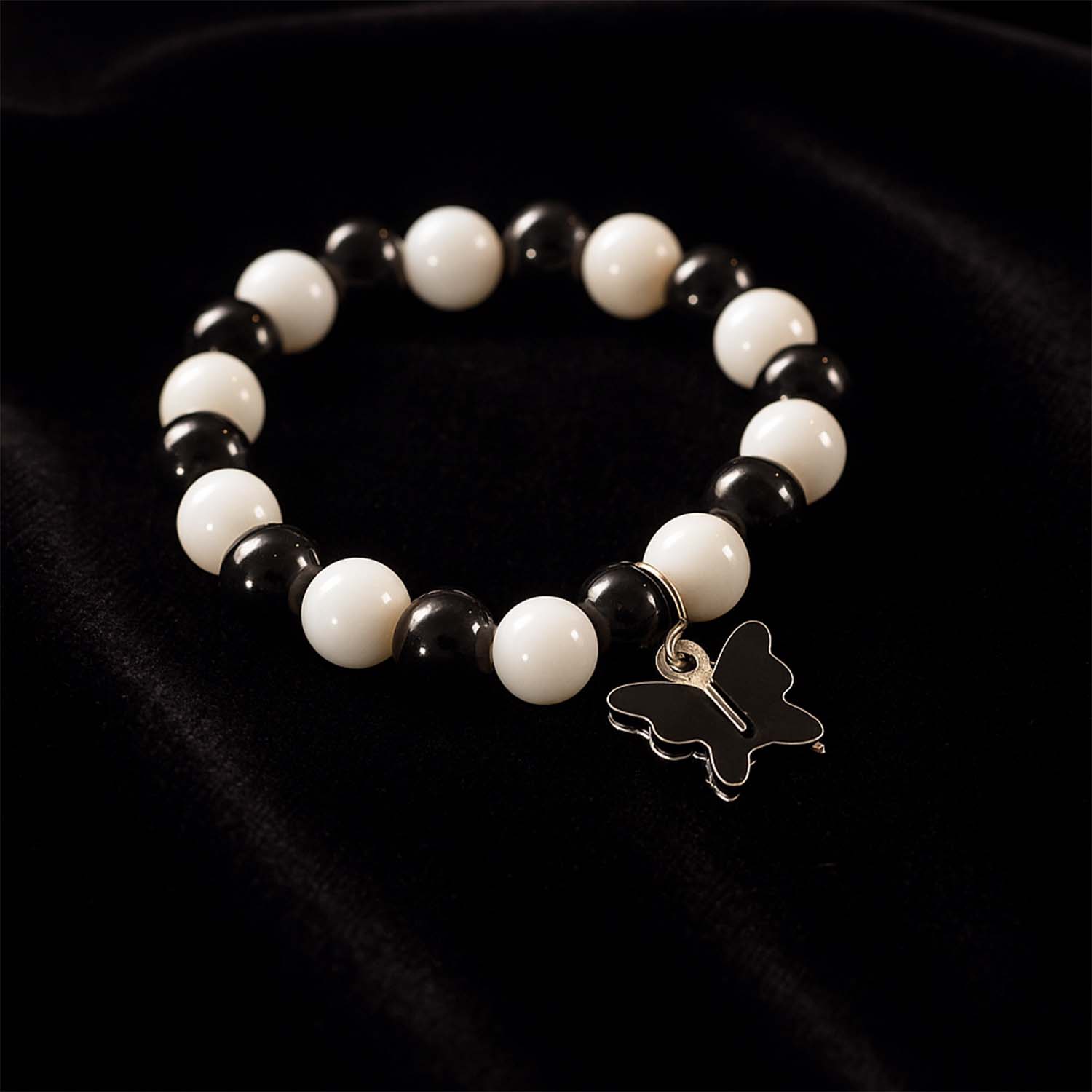 black and white beaded bracelet with cross pendant pack of 1