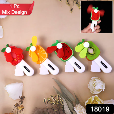 durable plastic mini hand pressure fruit-shaped fan for kids pack of 1