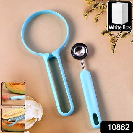 multi-function melon baller and fruit cutter set stainless steel and silicone