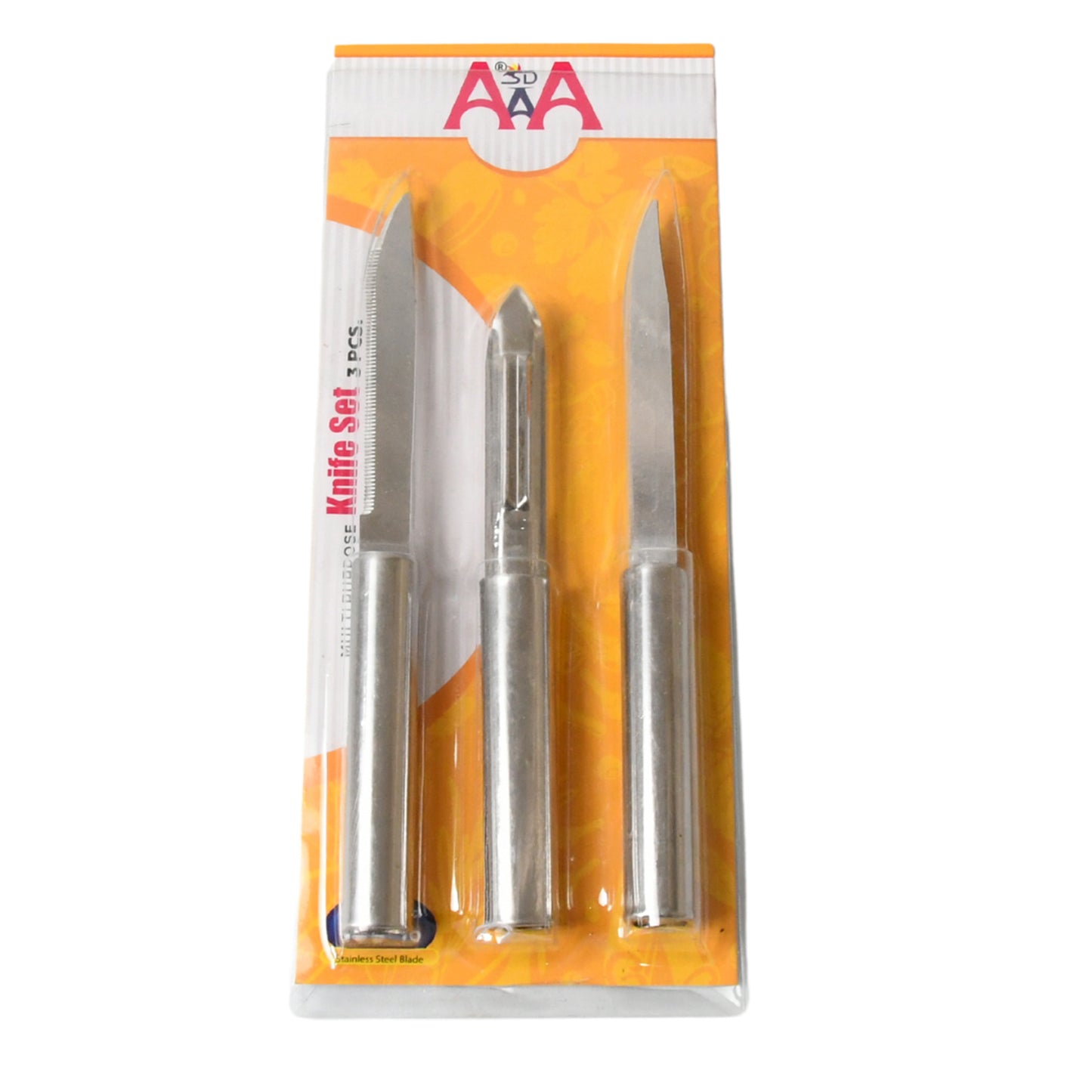 multipurpose sharp cutting knife pack of 3 for fruit and vegetable chopping stainless steel