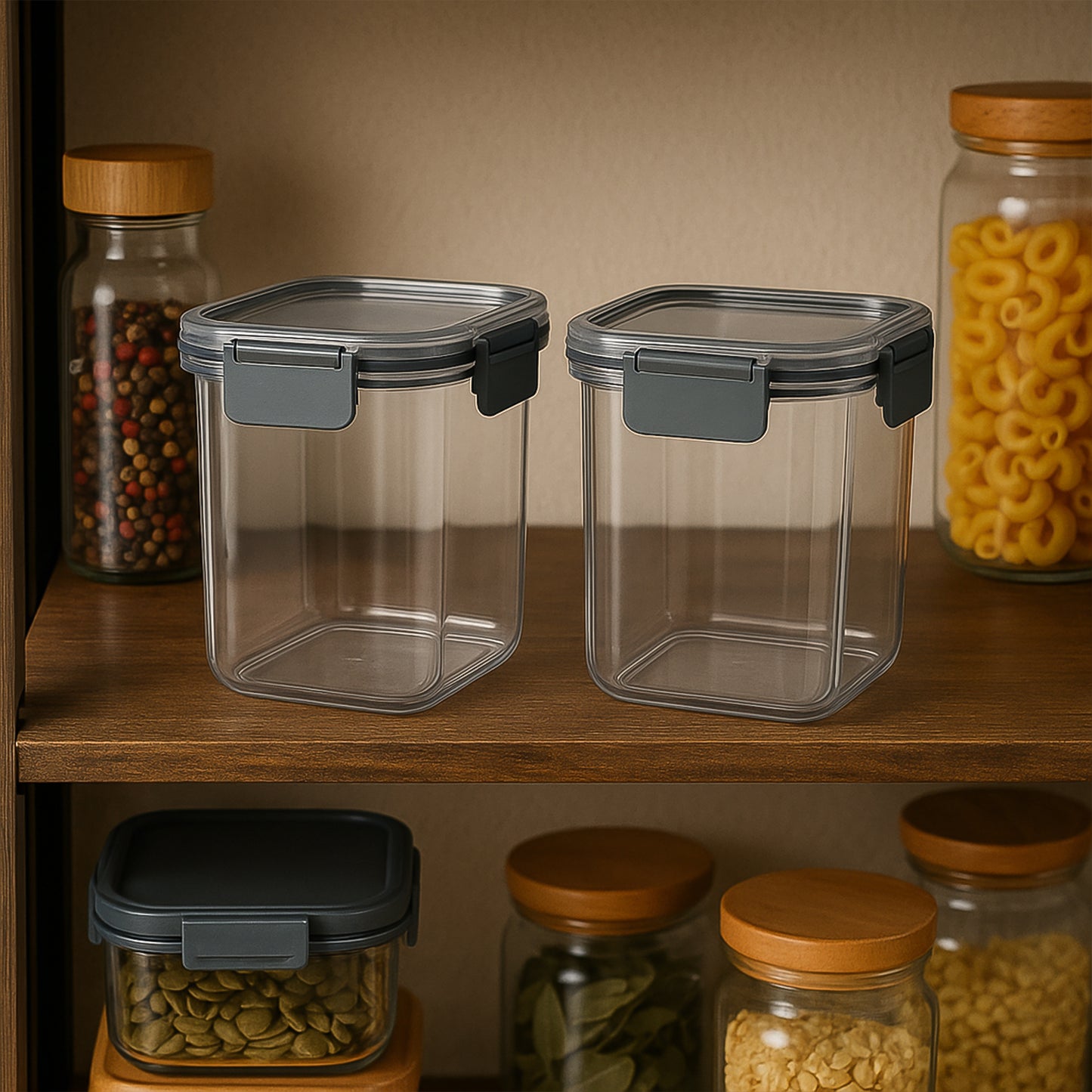 food storage containers 900 ml airtight polycarbonate pack of 2