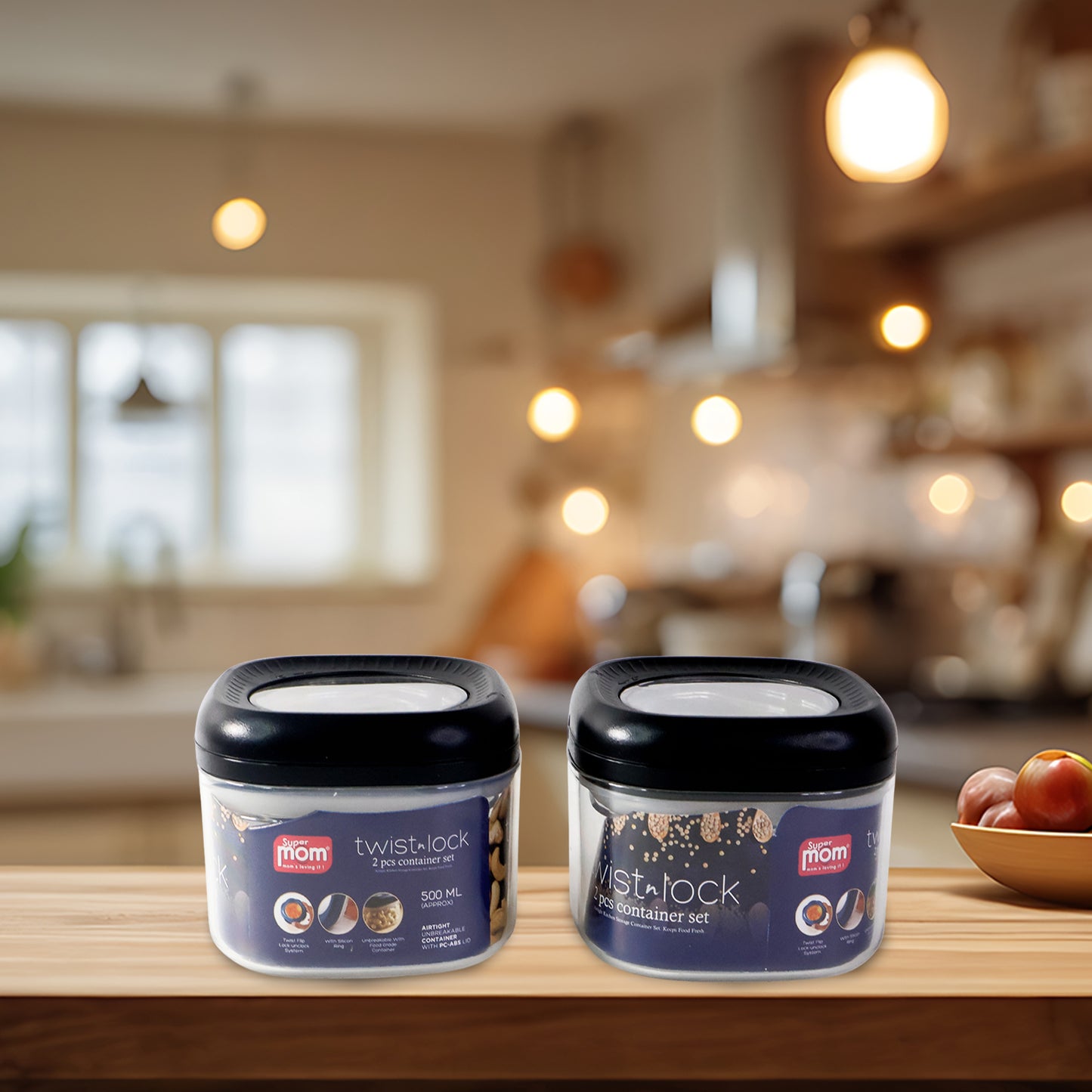 Supermom Plastic Twist  Lock Storage Container Set (500ml  2 Pc )