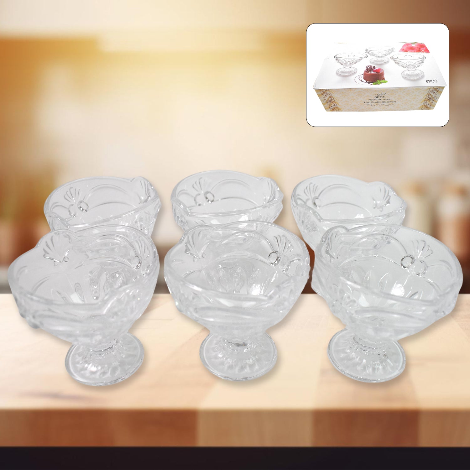glass ice cream cups for serving desserts pack of 6