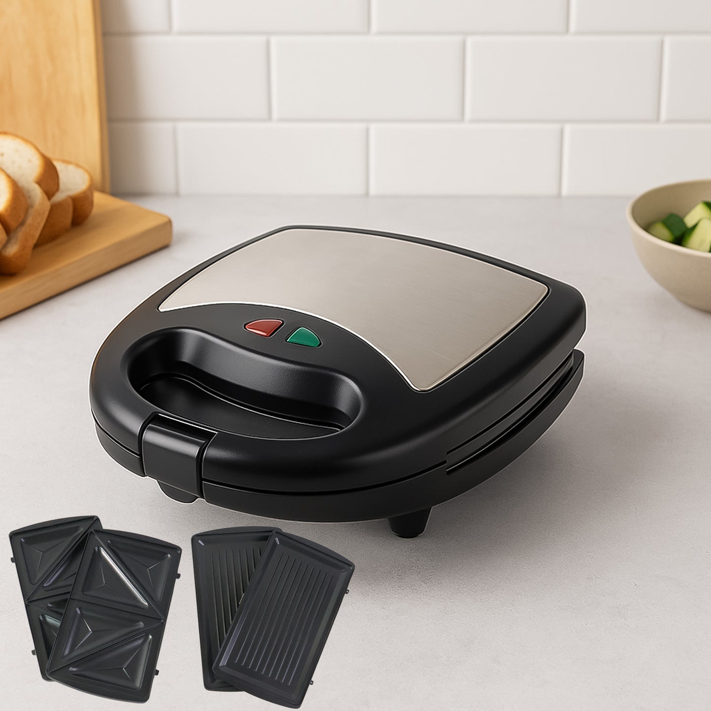 sandwich maker 800w with interchangeable plates