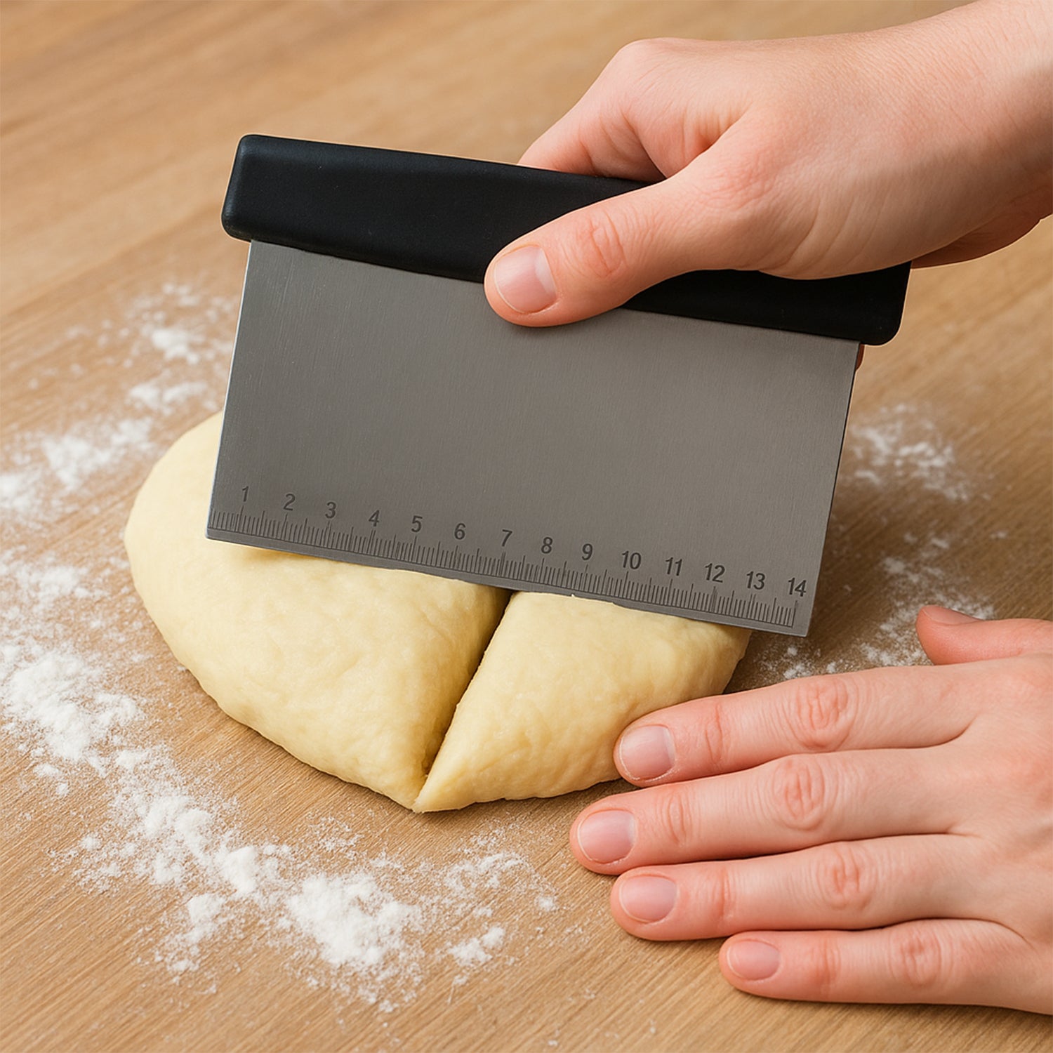 stainless steel dough scraper 17cm with non-slip handle