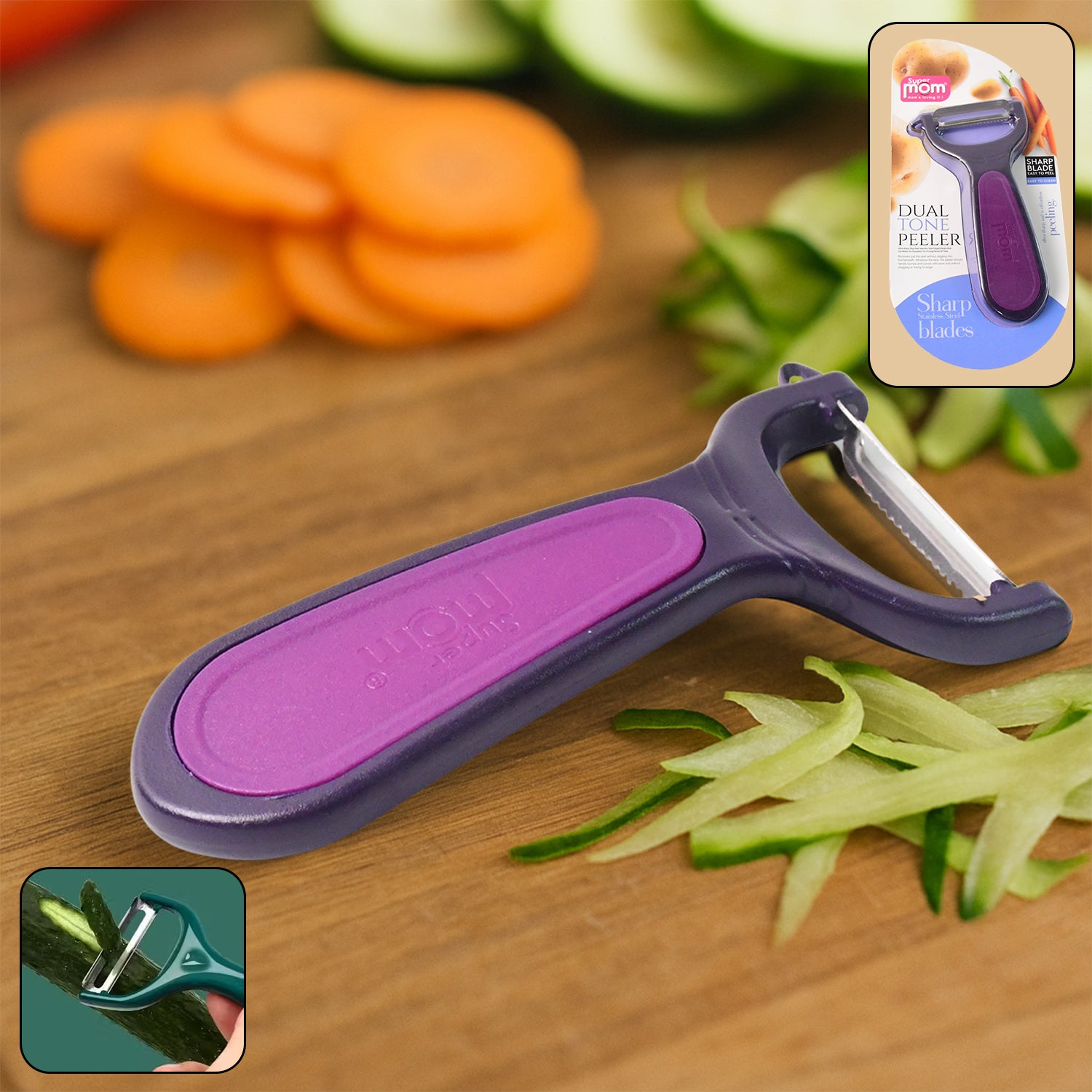 dual tone peeler with stainless steel blade 21 cm