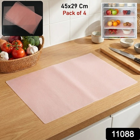 Transparent Plastic Fridge Mat 45 X 29 Cm (4 Pc)