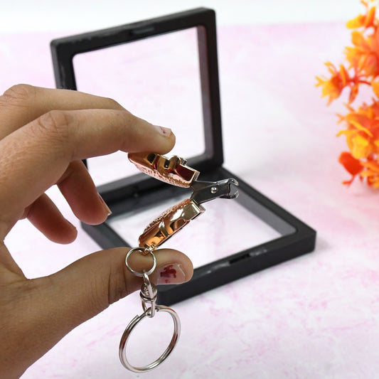 stainless steel nail clipper keychain with 3d floating frame pack of 1