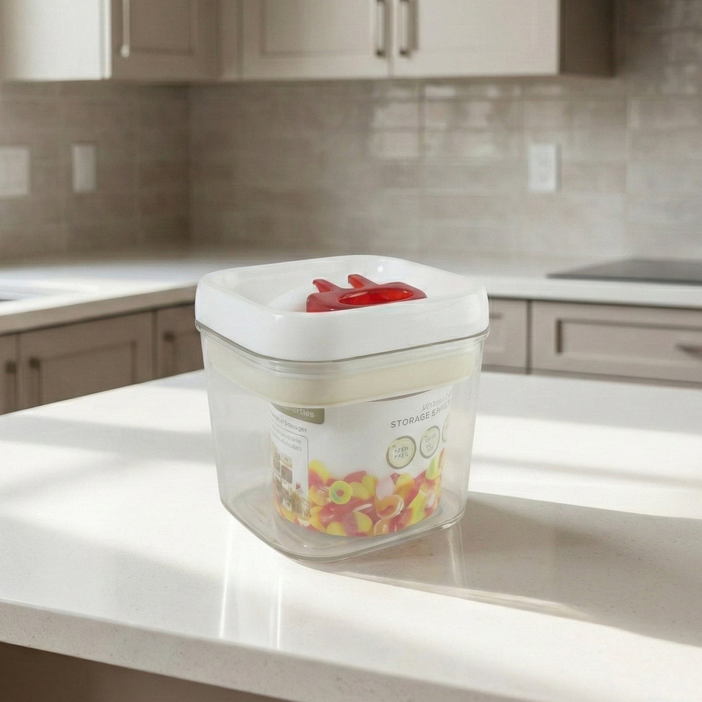 Airtight Storage Container With Red Lid (1 Pc)