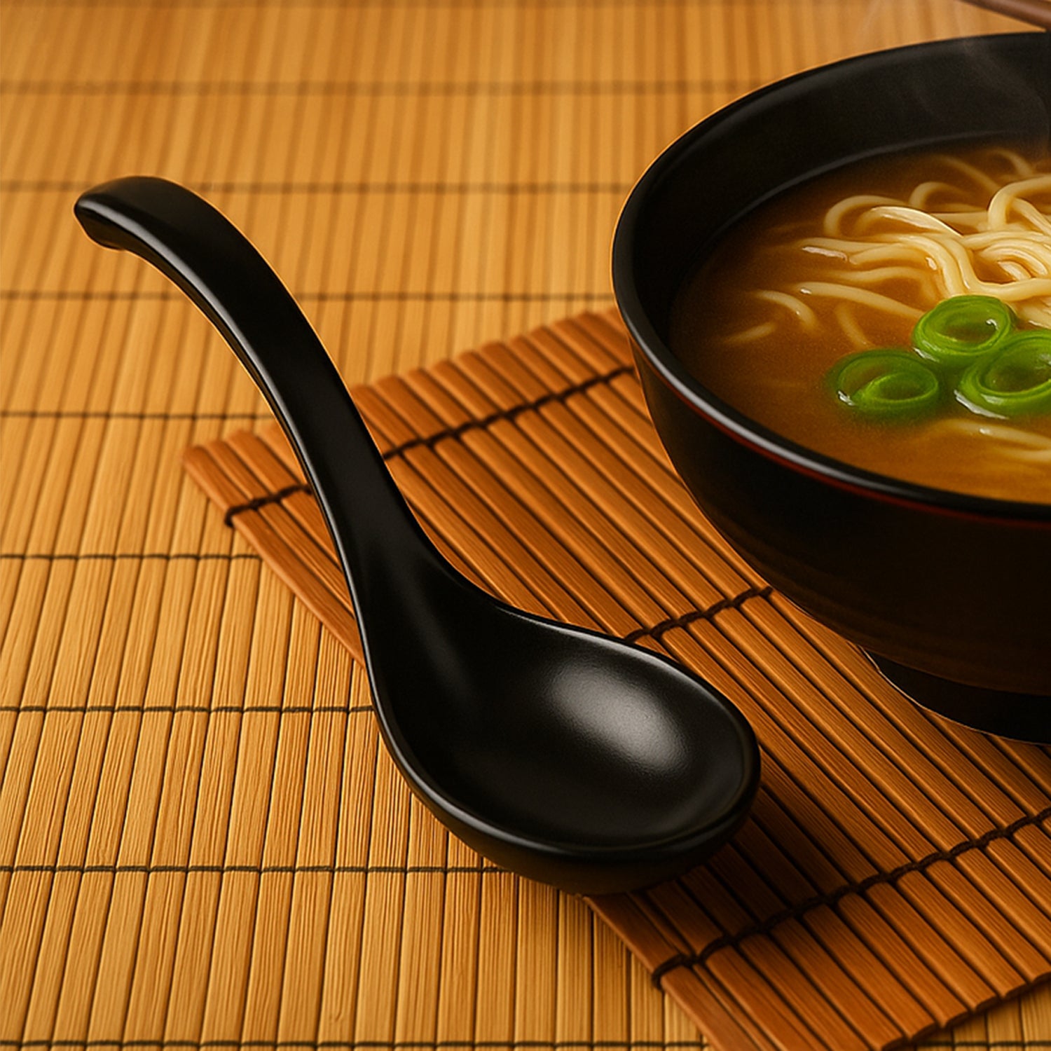 black plastic soup spoon 14 cm with deep bowl