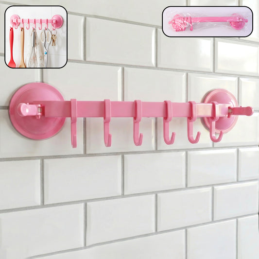plastic hanging rack with 6 hooks wall-mounted