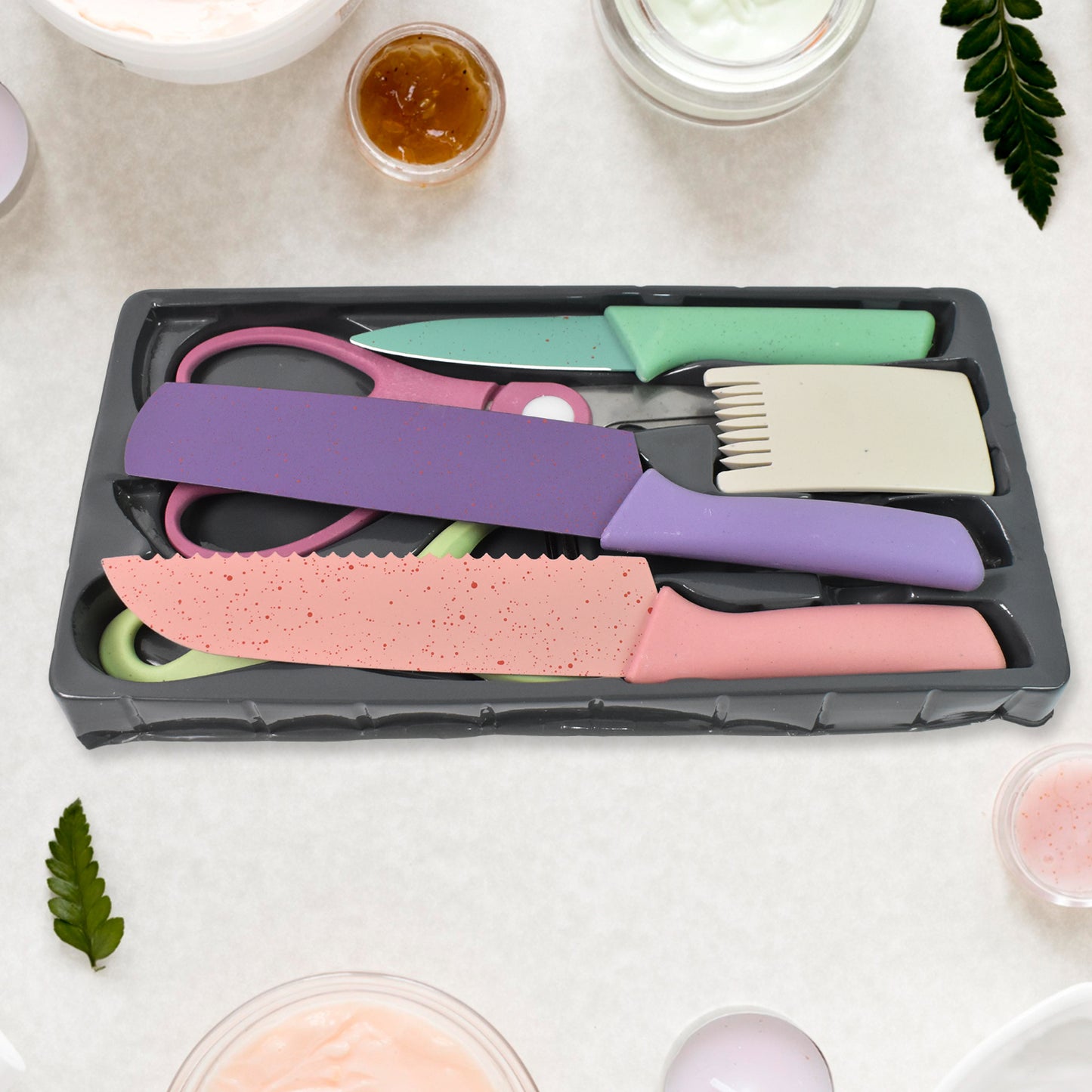 colorful kitchen knives set 6 pcs stainless steel