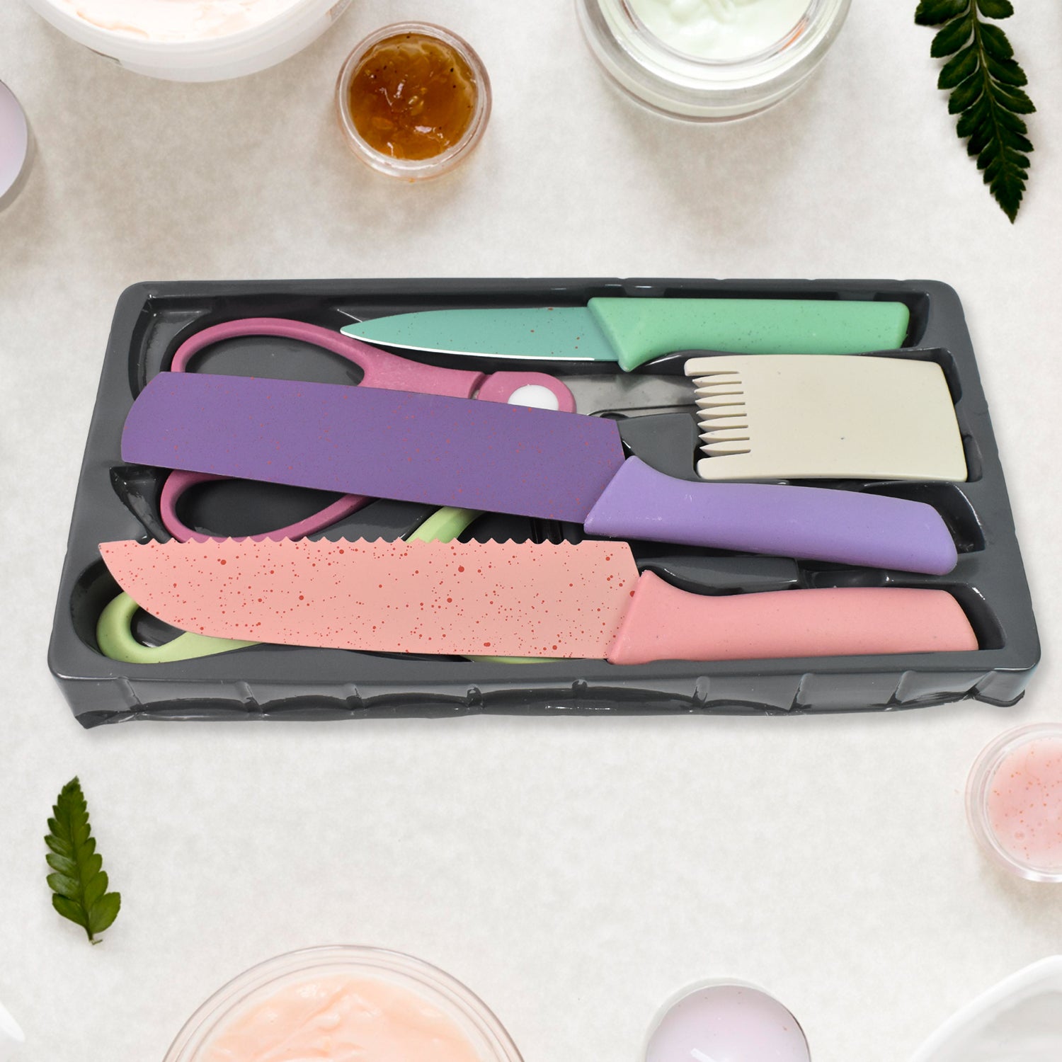 colorful kitchen knives set 6 pcs stainless steel