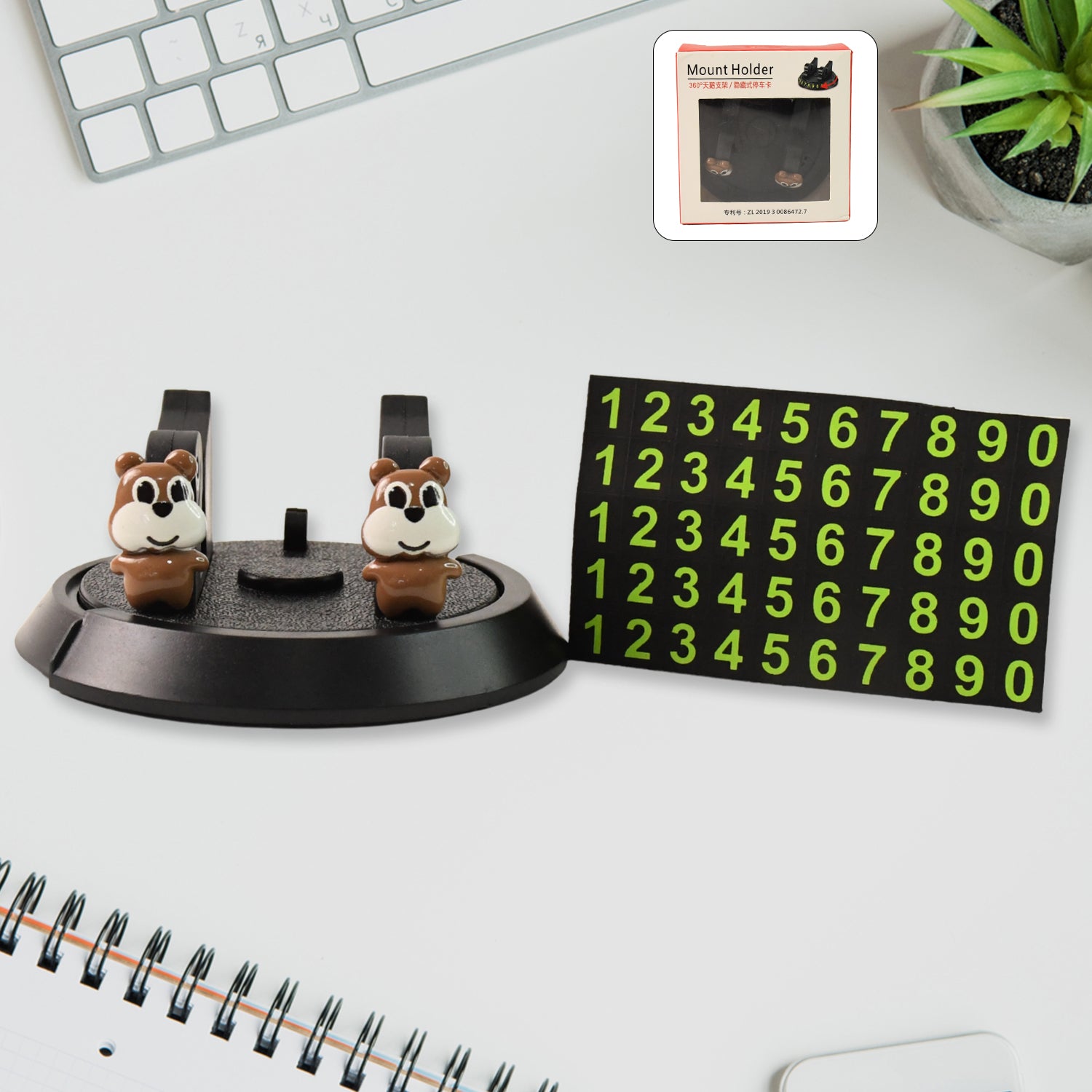 abs plastic car dashboard mobile phone holder stand with rotatable number plate pack of 1