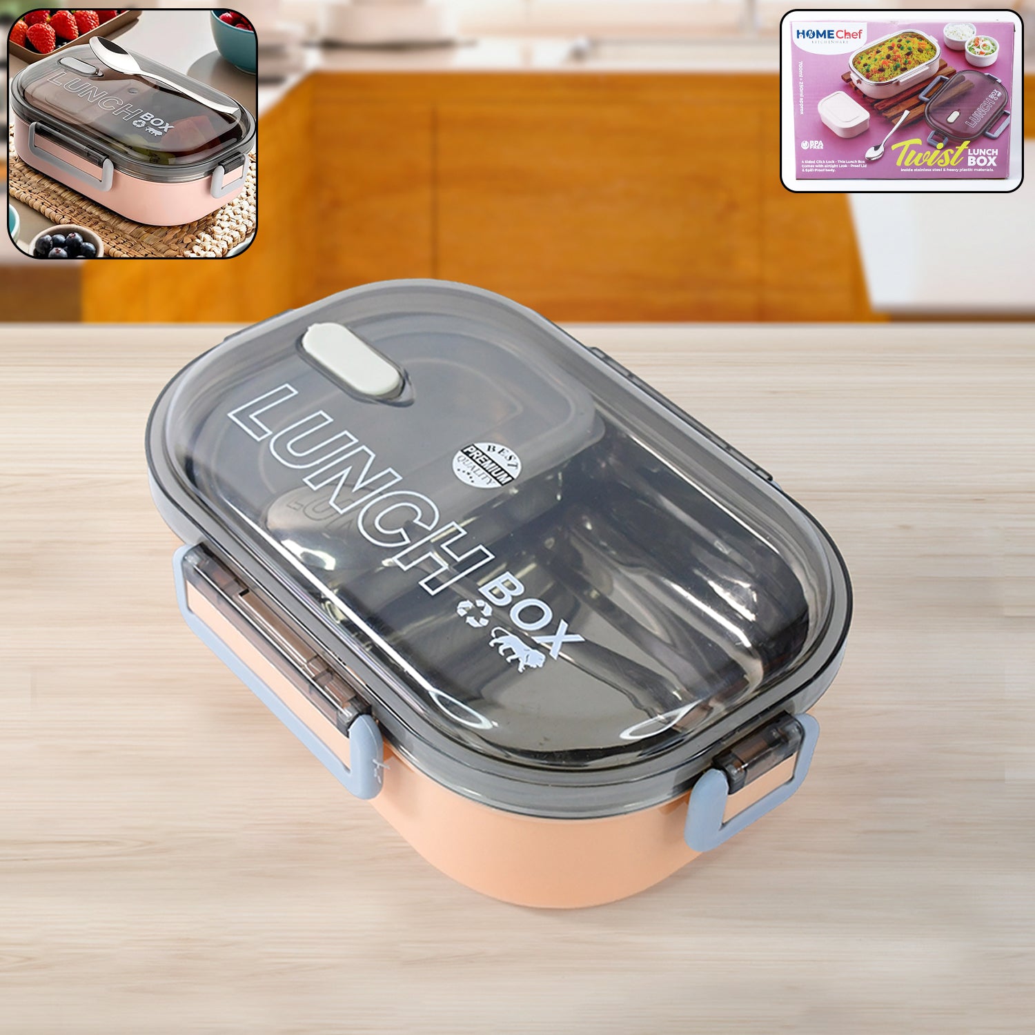 leak-proof lunch box 1200ml with stainless steel compartments
