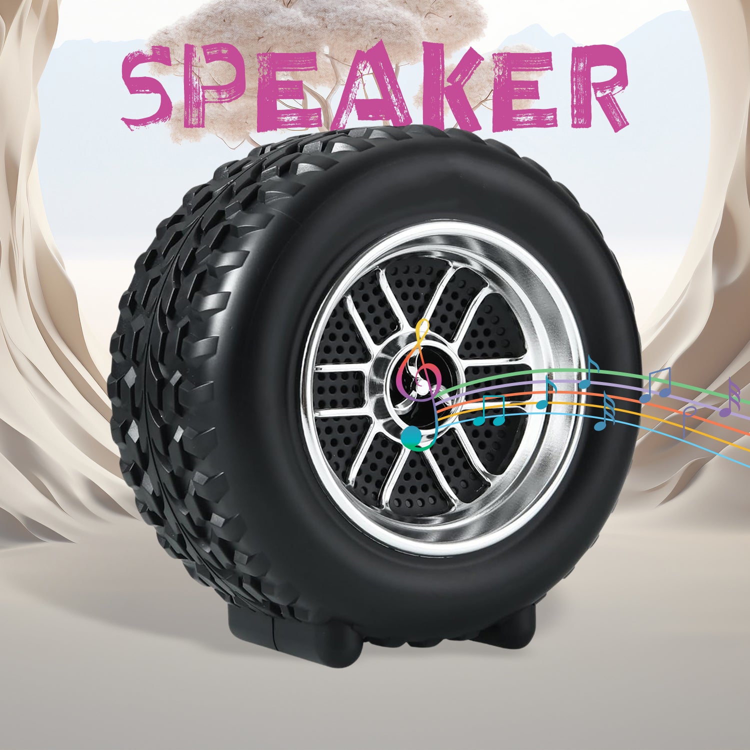 durable plastic portable tyre shape wireless bluetooth speaker 8w pack of 1