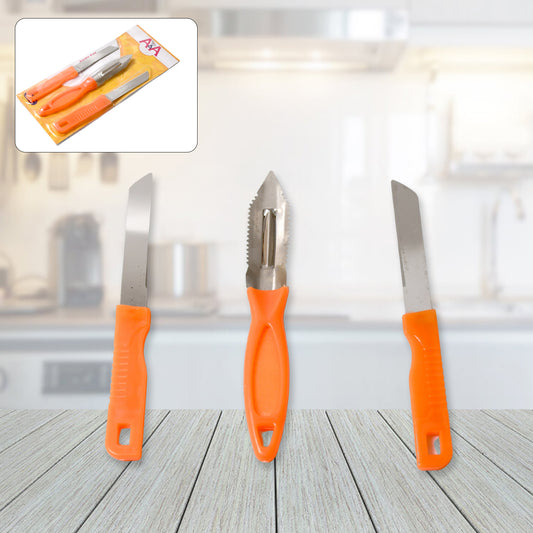 3in1 stainless steel kitchen knife set for chopping and peeling fruits and vegetables