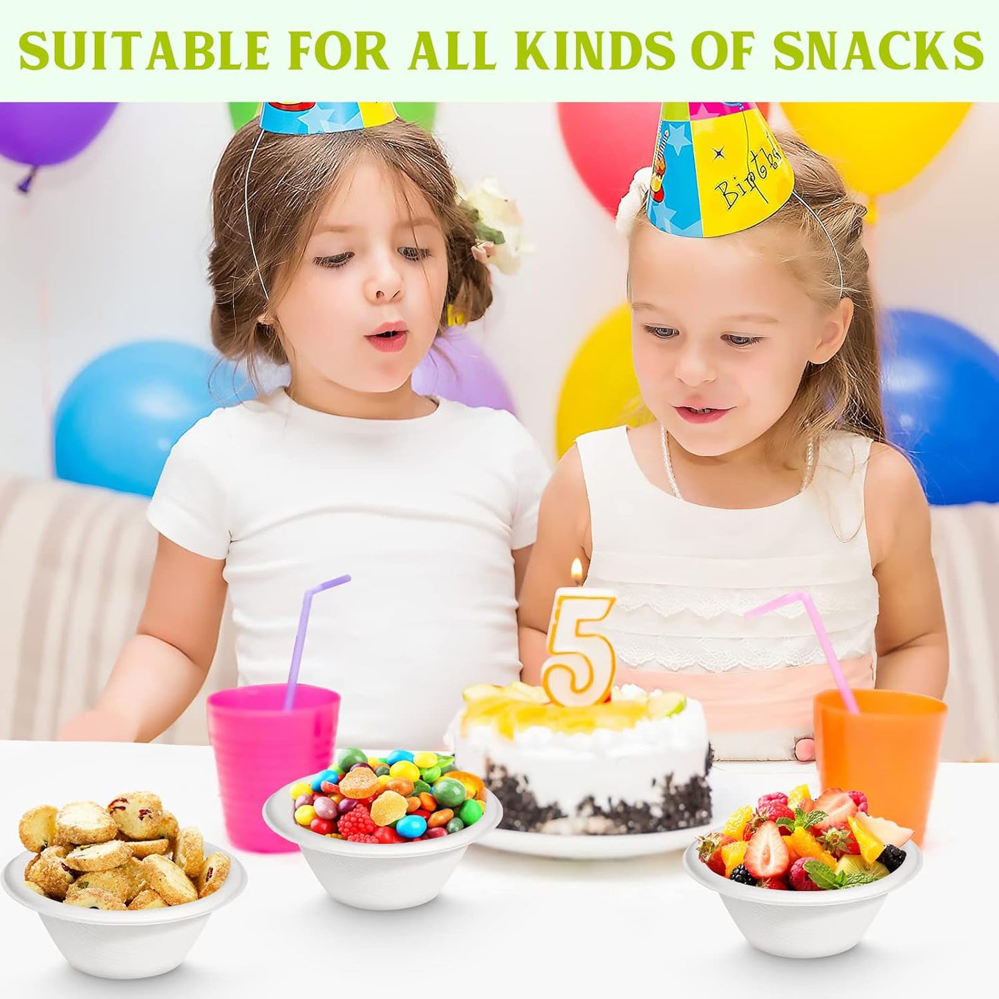 round compostable bagasse bowl 180 ml leak-resistant pack of 10