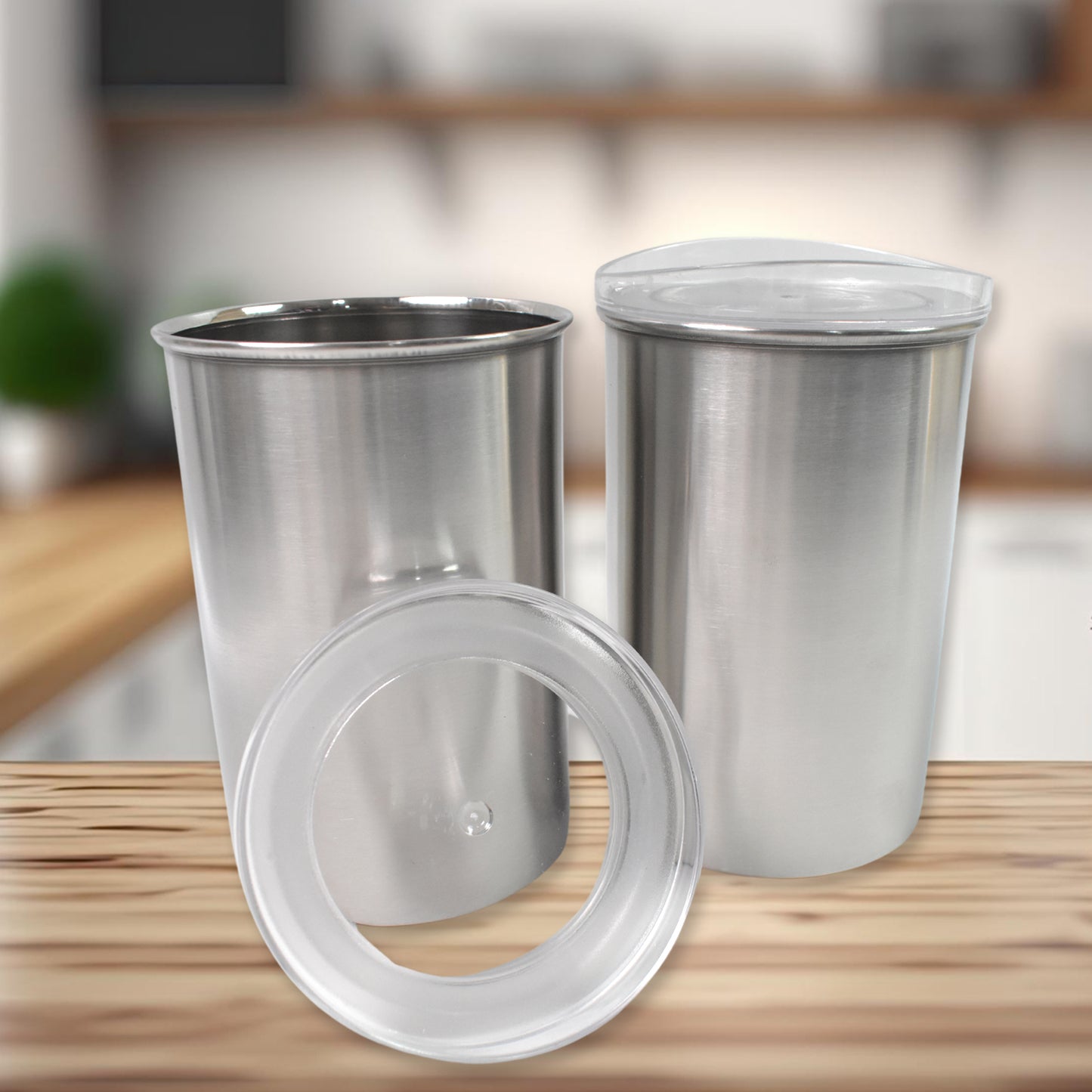 airtight containers 1000 ml with see-through lids for kitchen storage stainless steel pack of 2