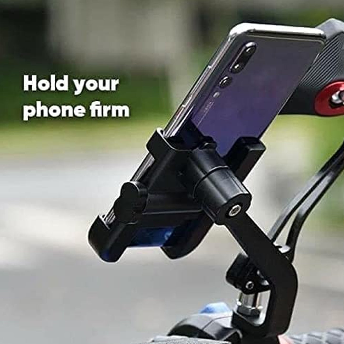solid metal mobile phone holder for bike with adjustable rear view mirror mount pack of 1