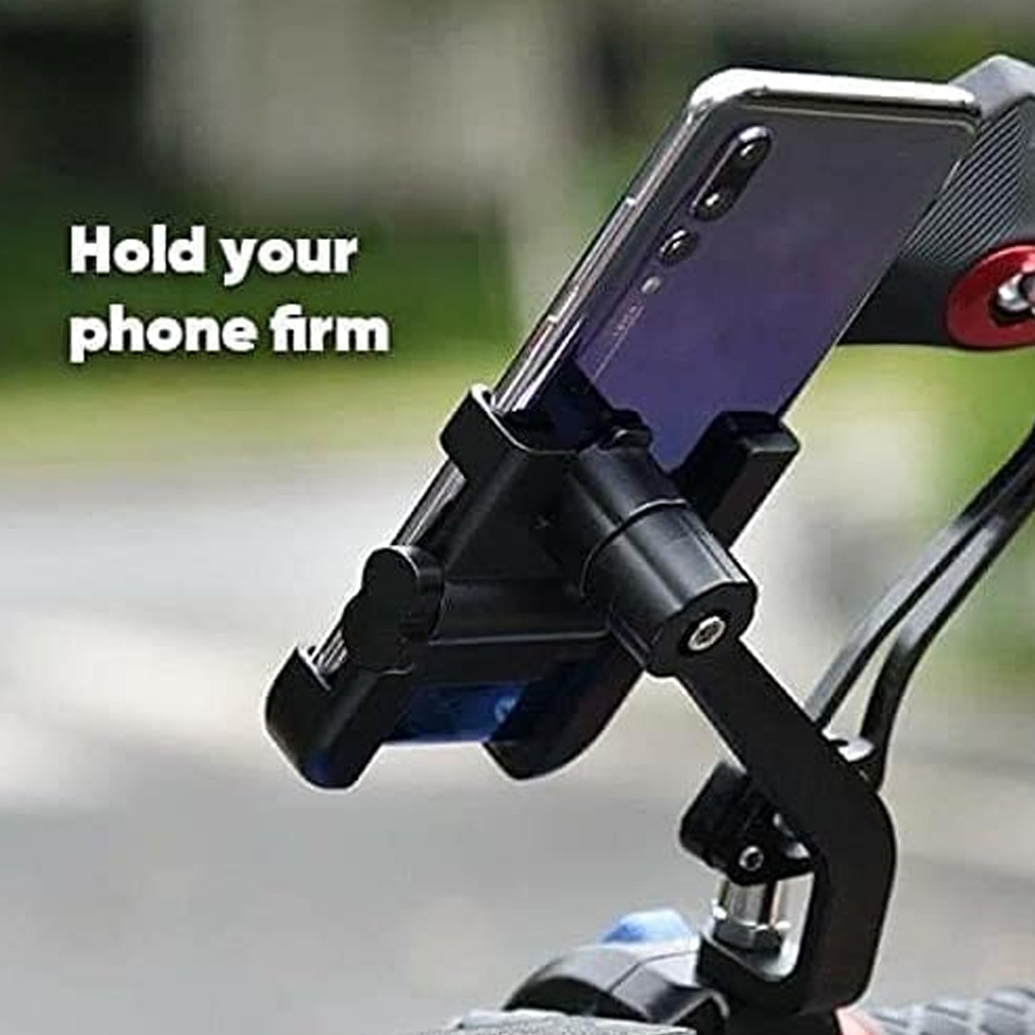 solid metal mobile phone holder for bike with adjustable rear view mirror mount pack of 1