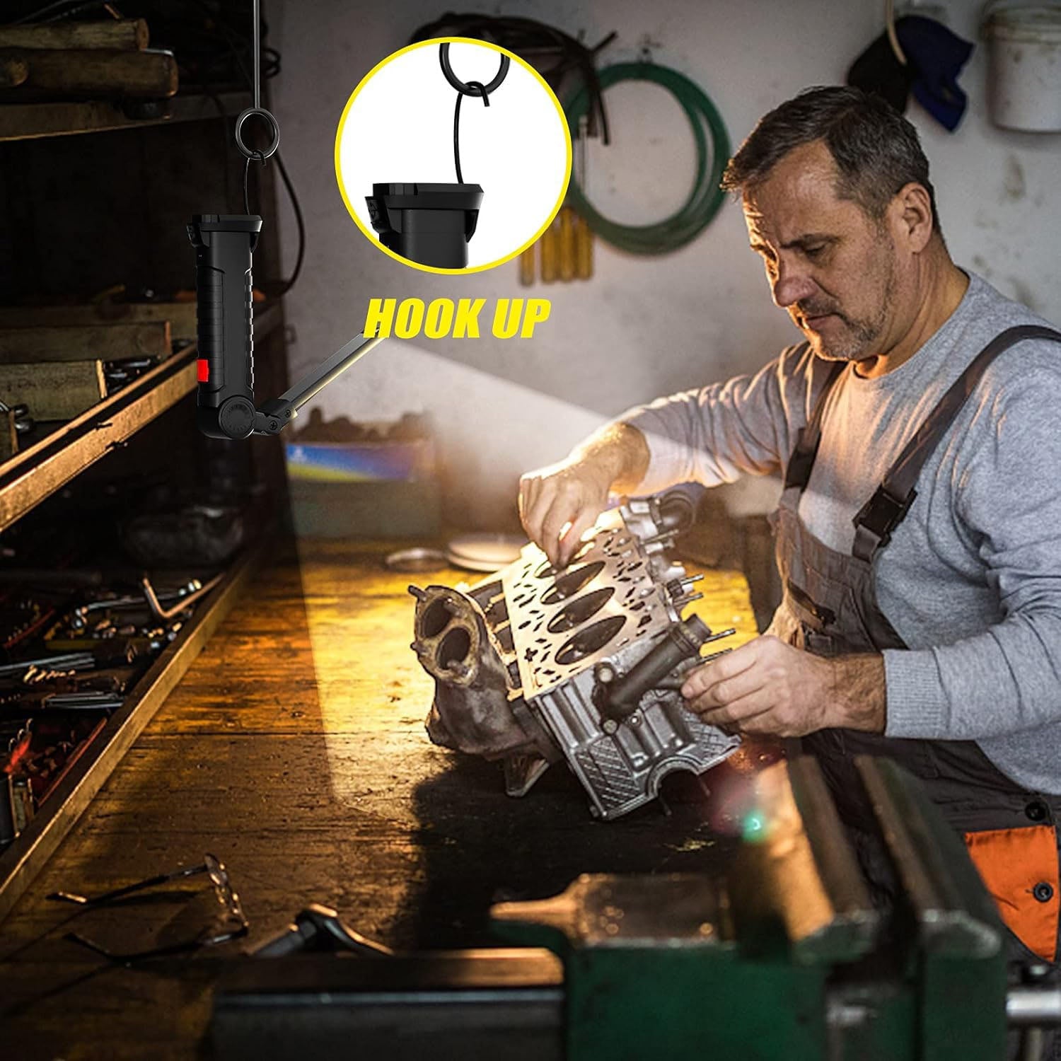 Compact Rechargeable Small Led Work Light With Adjustable Arm And Magnetic Base