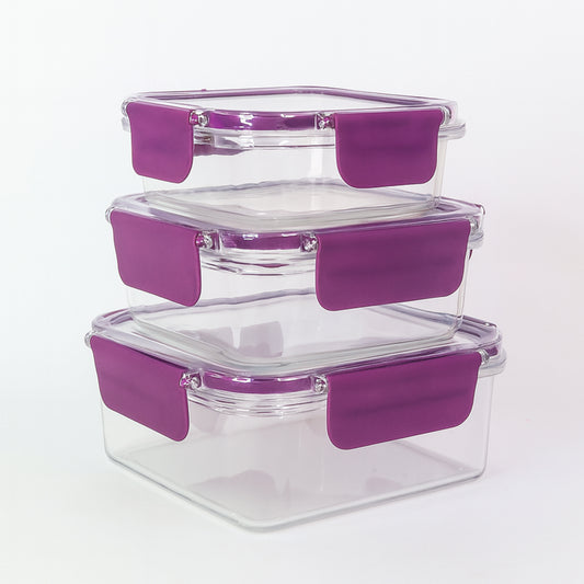 airtight square food storage container set pack of 3 with locking lids