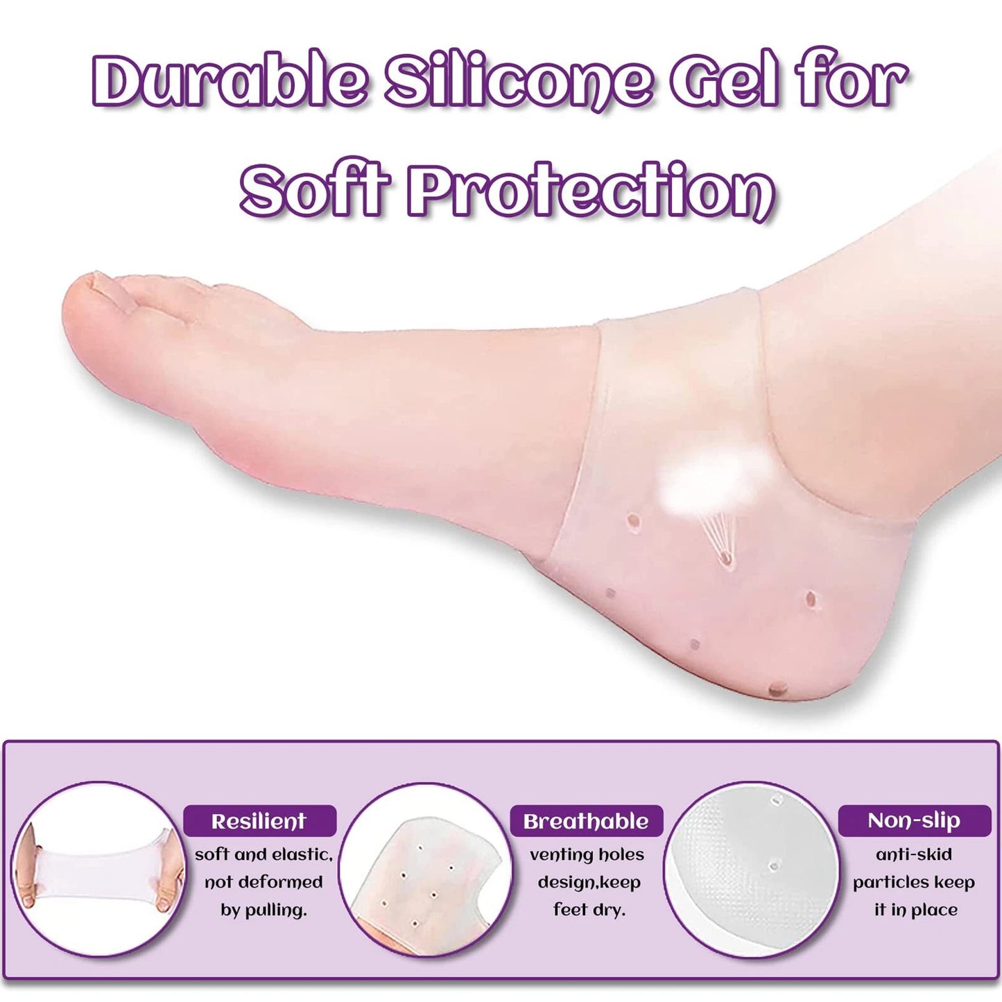 silicone gel heel protectors for foot pain relief pack of 1 pair