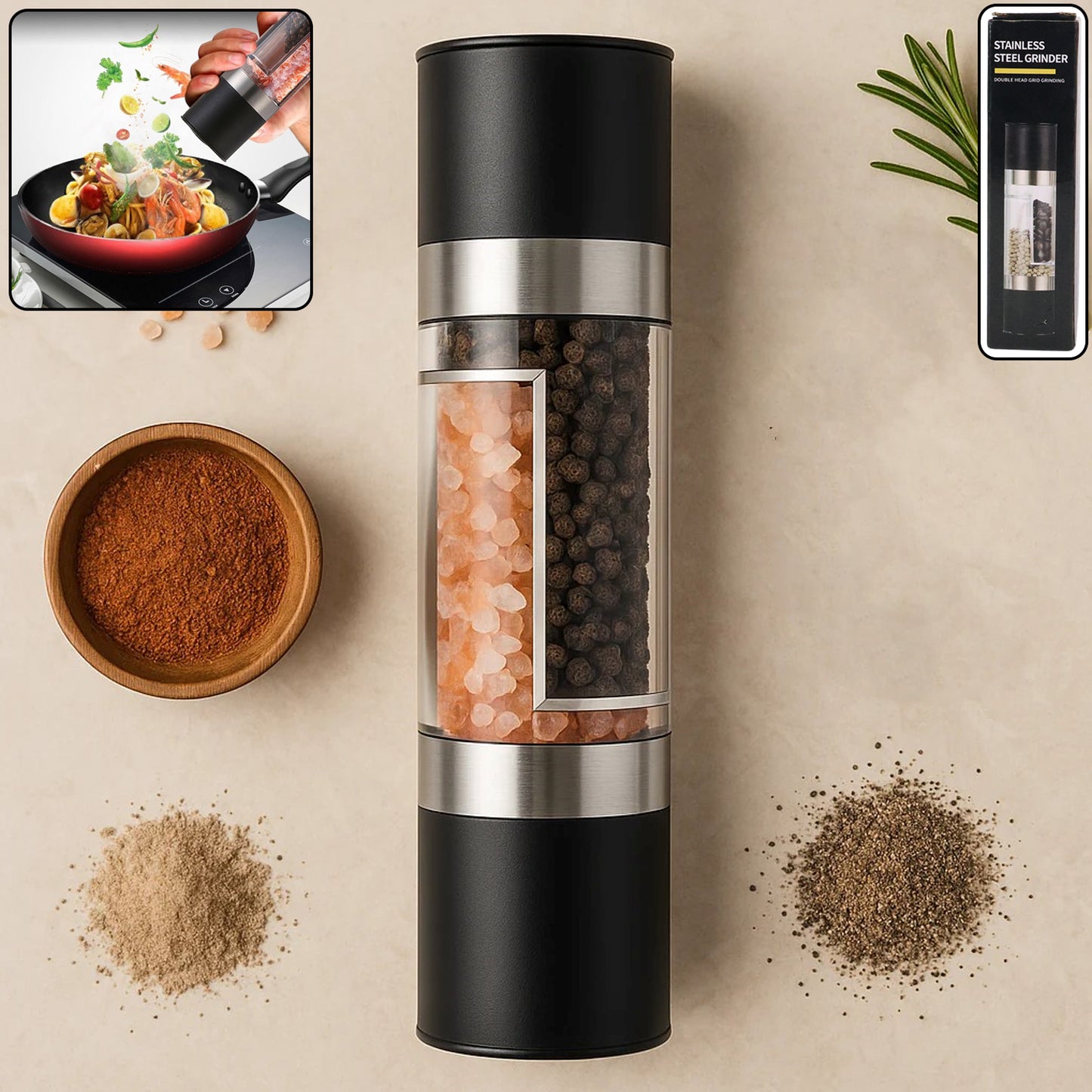 2-in-1 Stainless Steel Salt And Pepper Grinder
