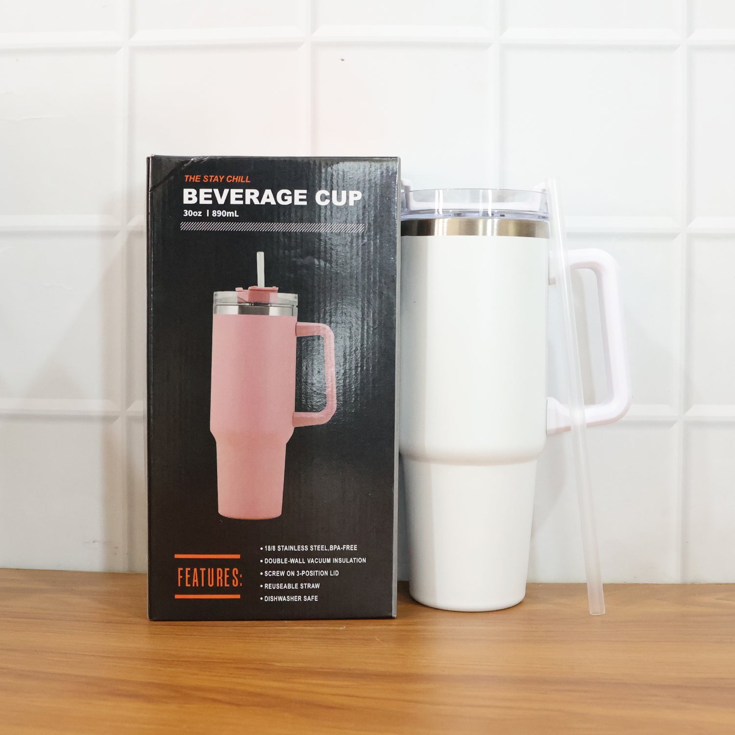 890 Ml Insulated Stainless-steel Travel Tumbler White Color (1 Pc )