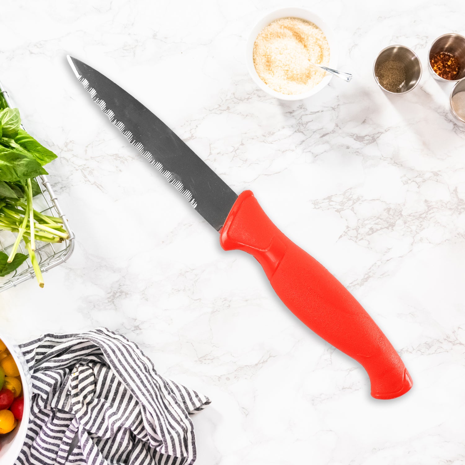 serrated kitchen knife 22 cm stainless steel blade