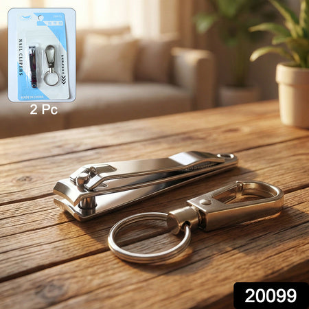 stainless steel nail clipper set with keychain holder pack of 2