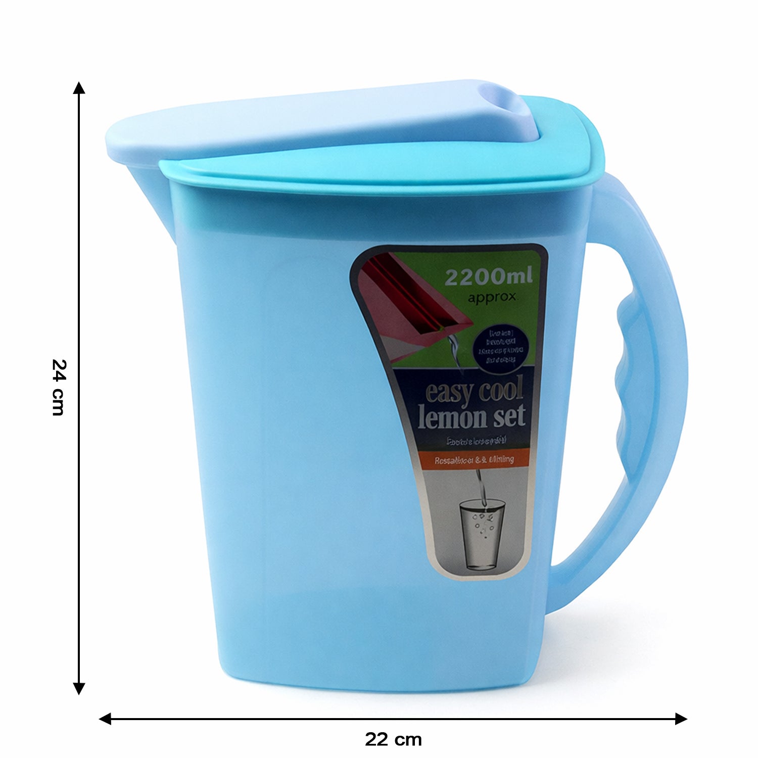 water jug with fitted lid and handle 2200 ml