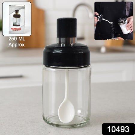 glass storage jar with built-in spoon 250ml