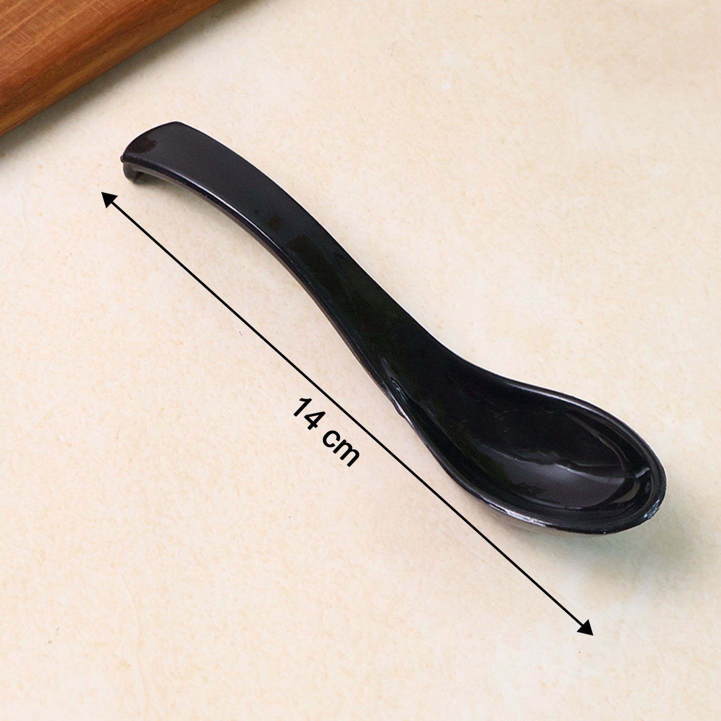 black plastic soup spoon 14 cm with deep bowl