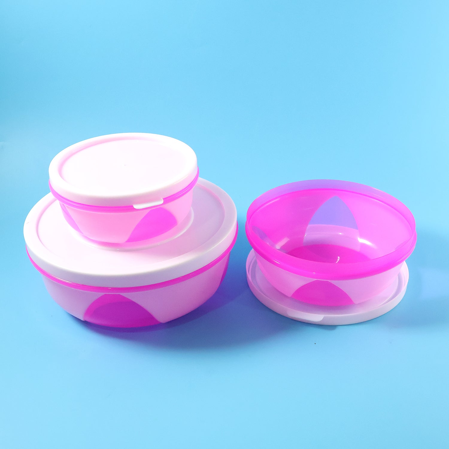 plastic storage containers set of 3 with leak-proof lids for kitchen