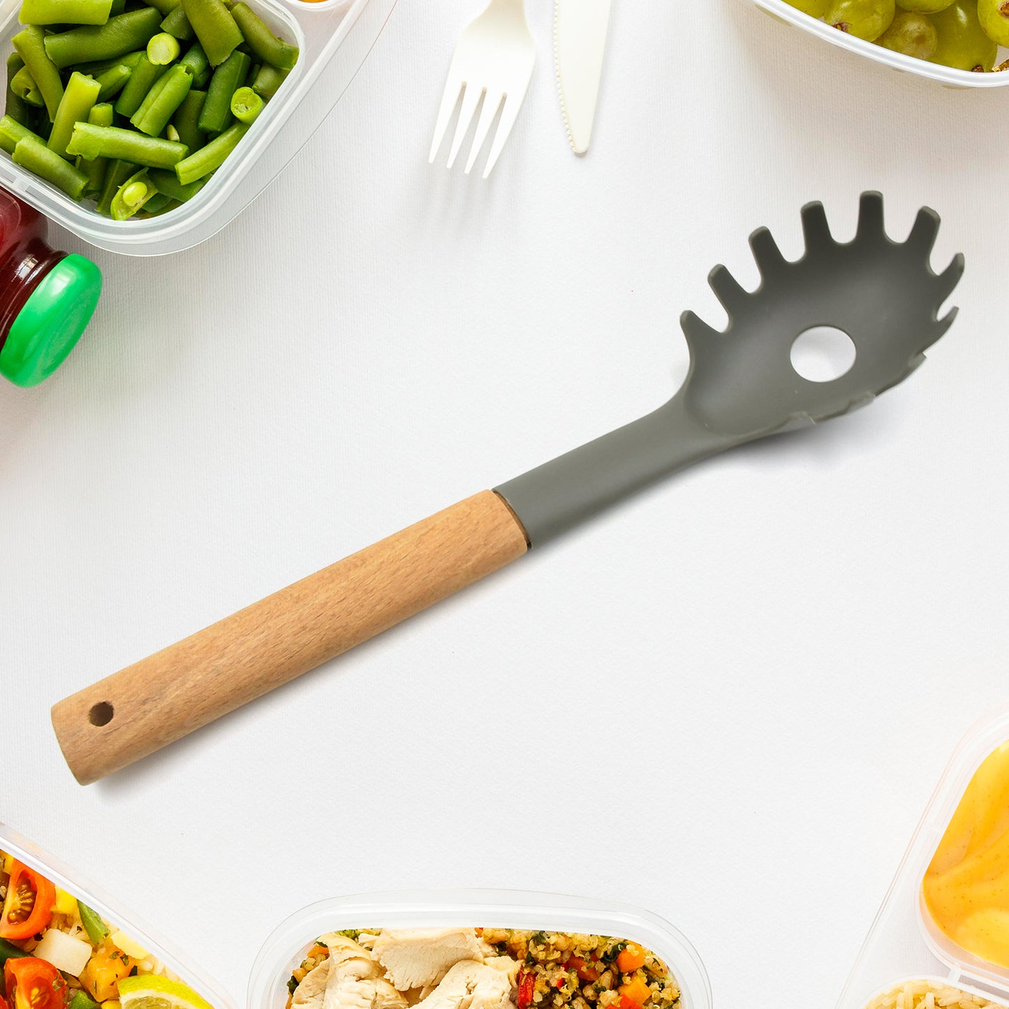 kitchen utensil set plastic 31 cm including soup spoon pasta fork and whisk