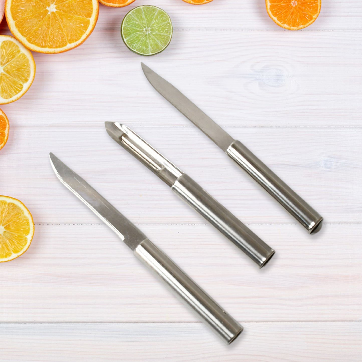 multipurpose sharp cutting knife pack of 3 for fruit and vegetable chopping stainless steel