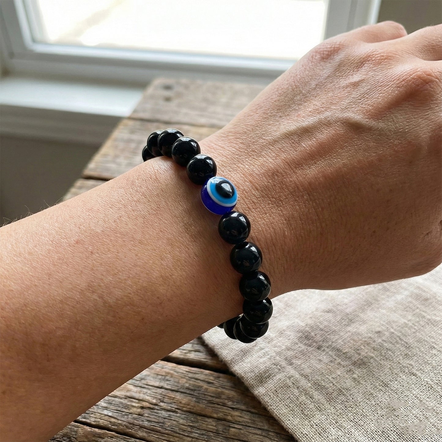 dual-tone crystal style beaded stretch bracelet pack of 1