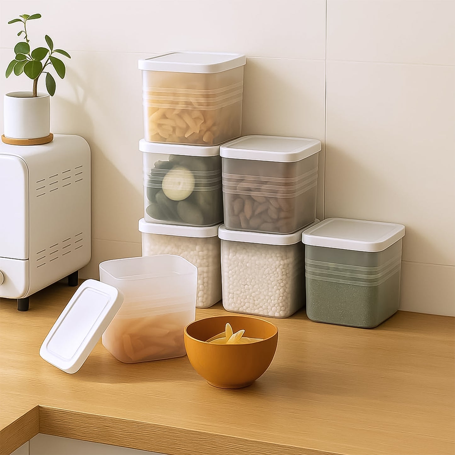 plastic food storage container set 6 pcs with airtight lids