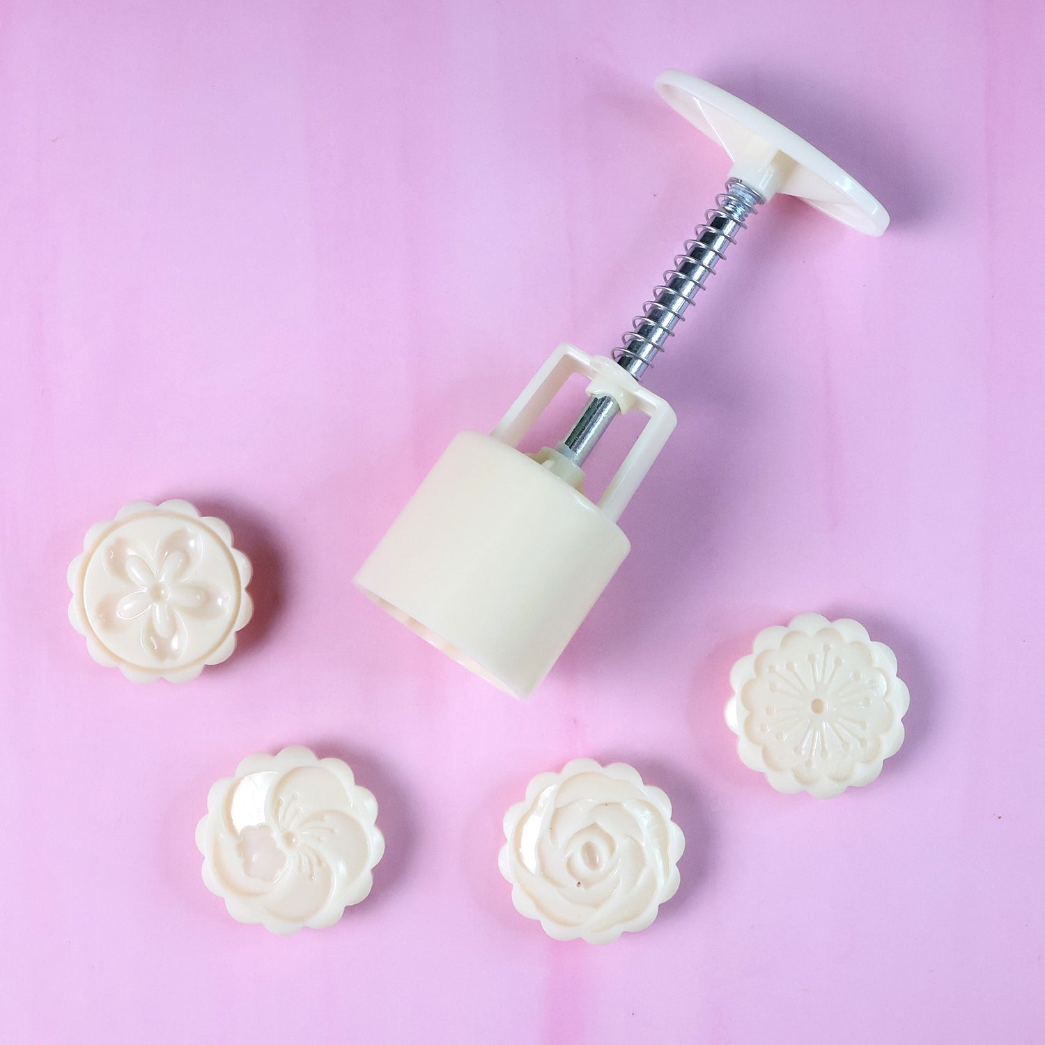 spring press cookie mold 19 cm with floral stamps