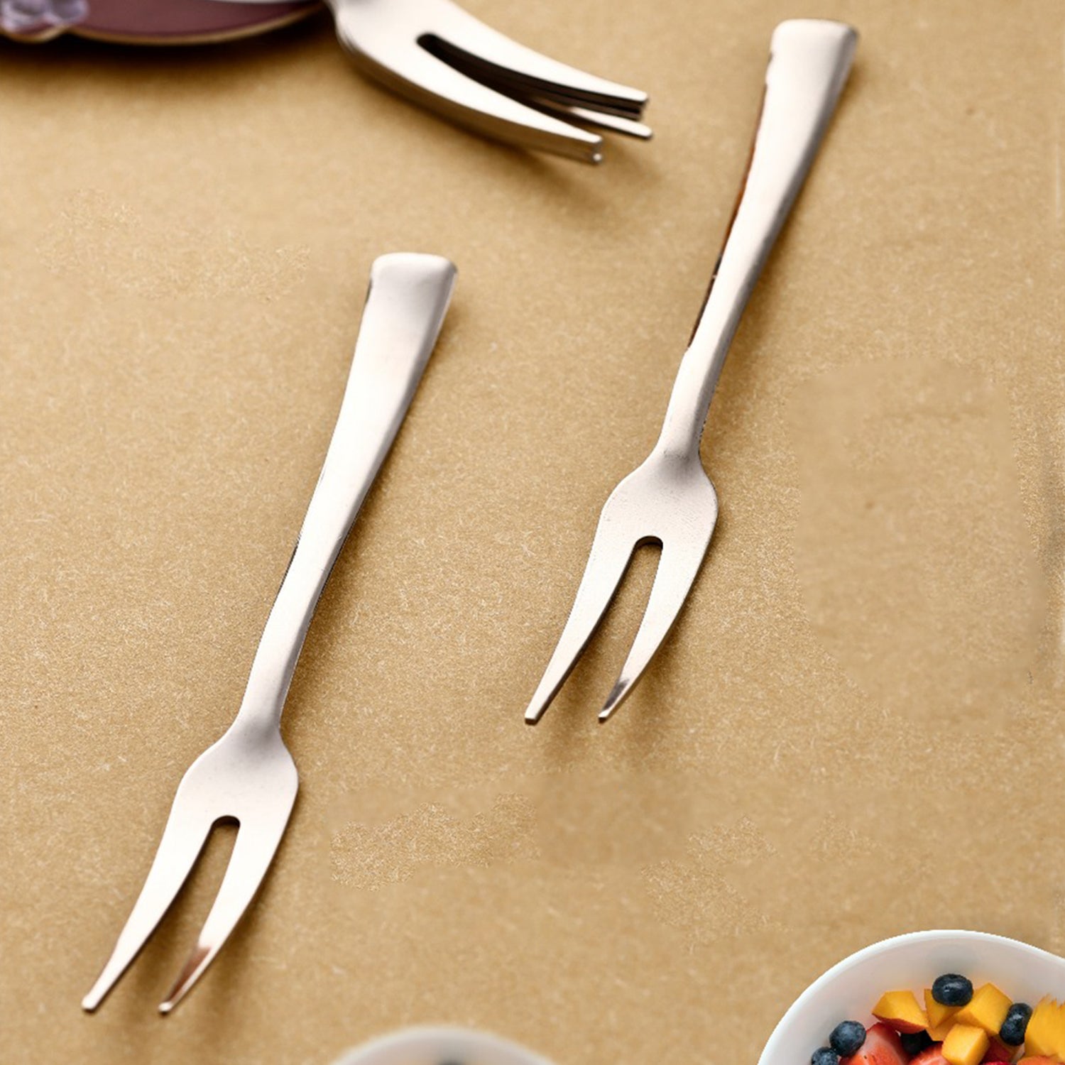 stainless steel fruit fork 6 pcs for snacks