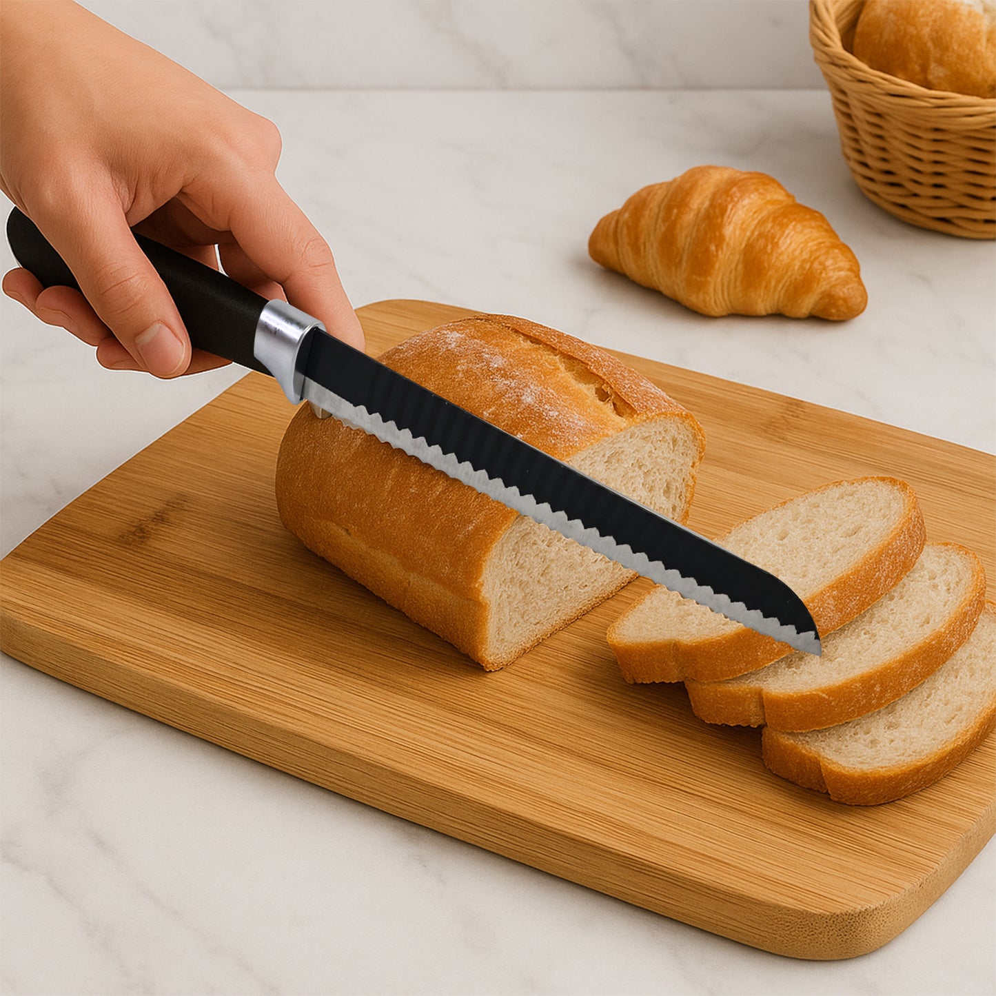 serrated bread knife 32 cm with ergonomic handle