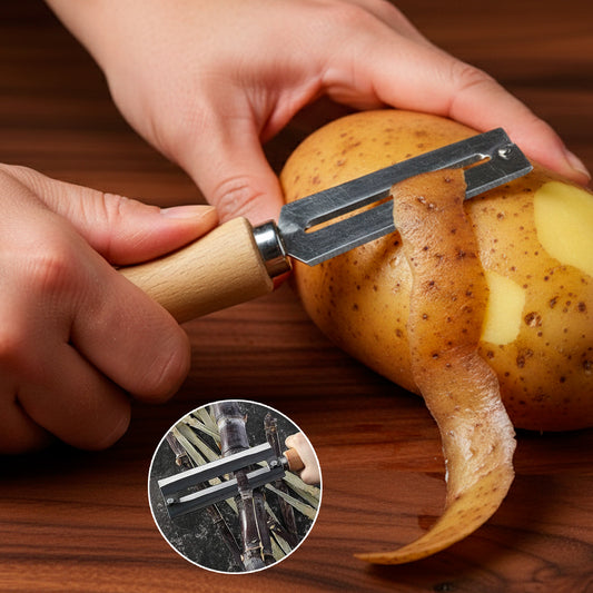 multipurpose stainless steel vegetable peeler 18 cm ergonomic wooden handle