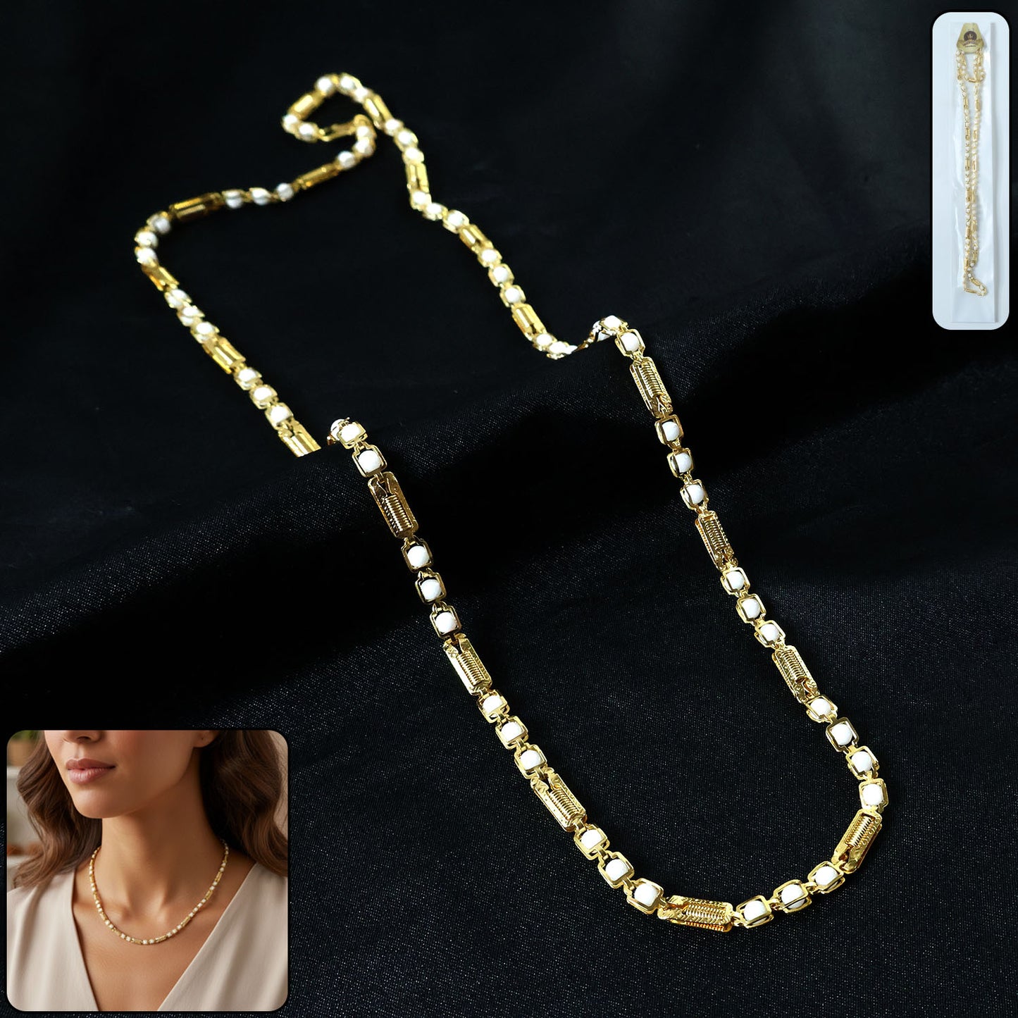 gold-tone metal chain necklace 28 cm pack of 1
