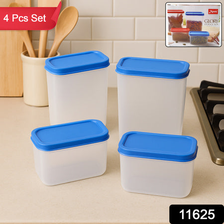 plastic storage container box set airtight blue lids pack of 4