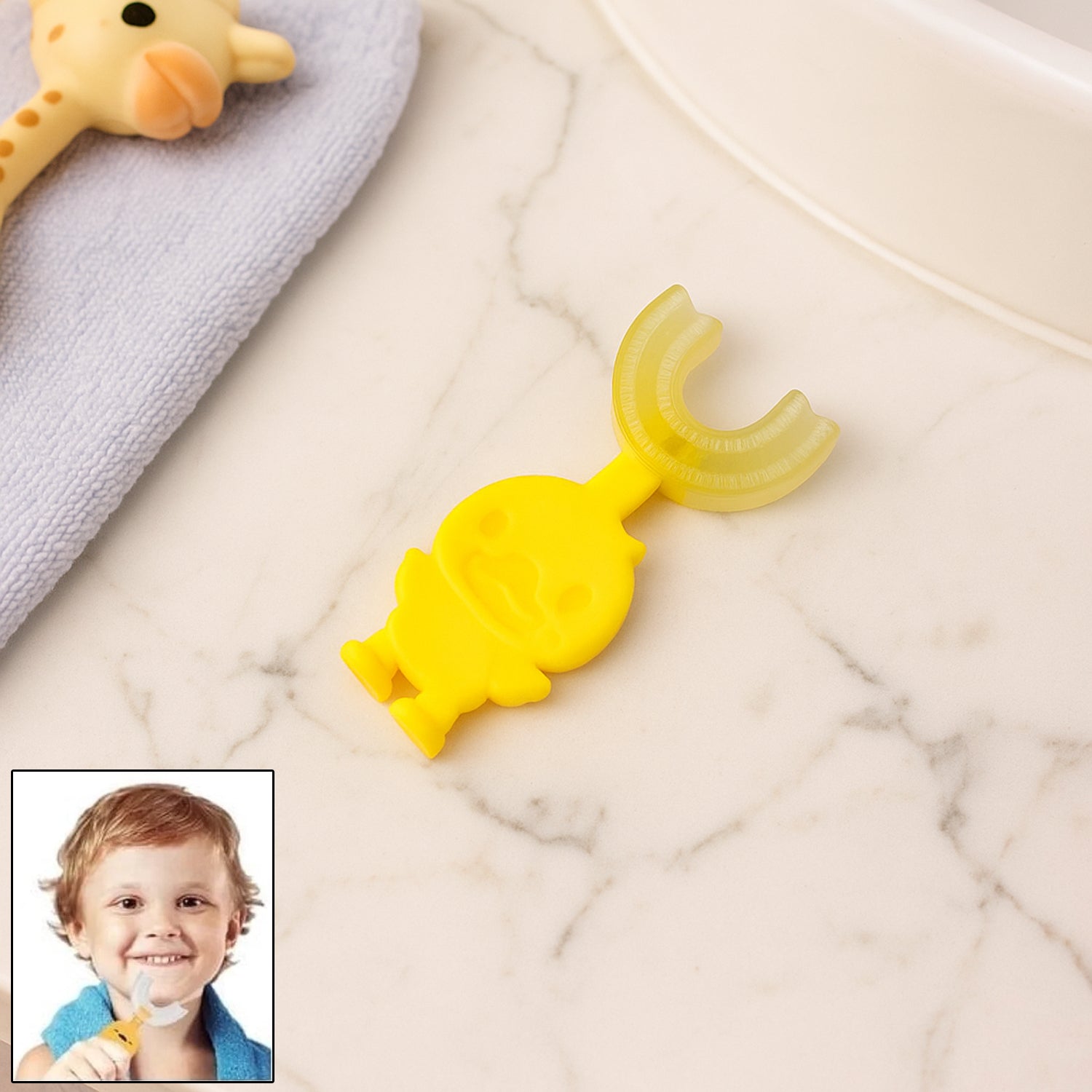 soft silicone u-shape baby toothbrush with duck handle pack of 1