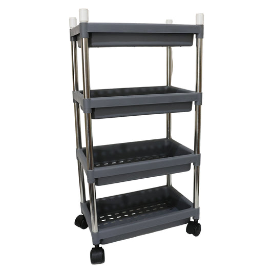 4-layer rolling storage cart with wheels for home use