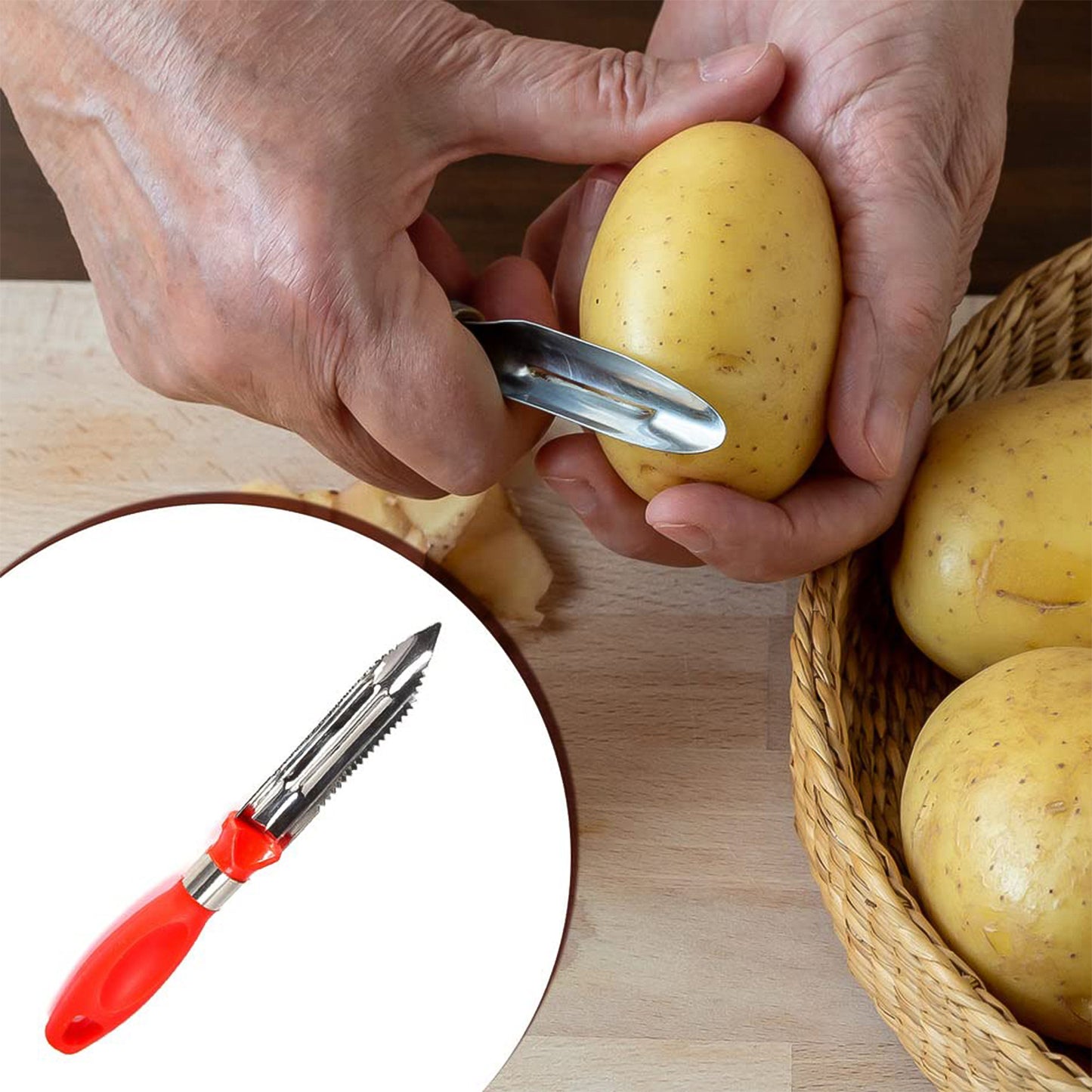 2-in-1 kitchen knife peeler 26 cm with stainless steel blade and plastic handle