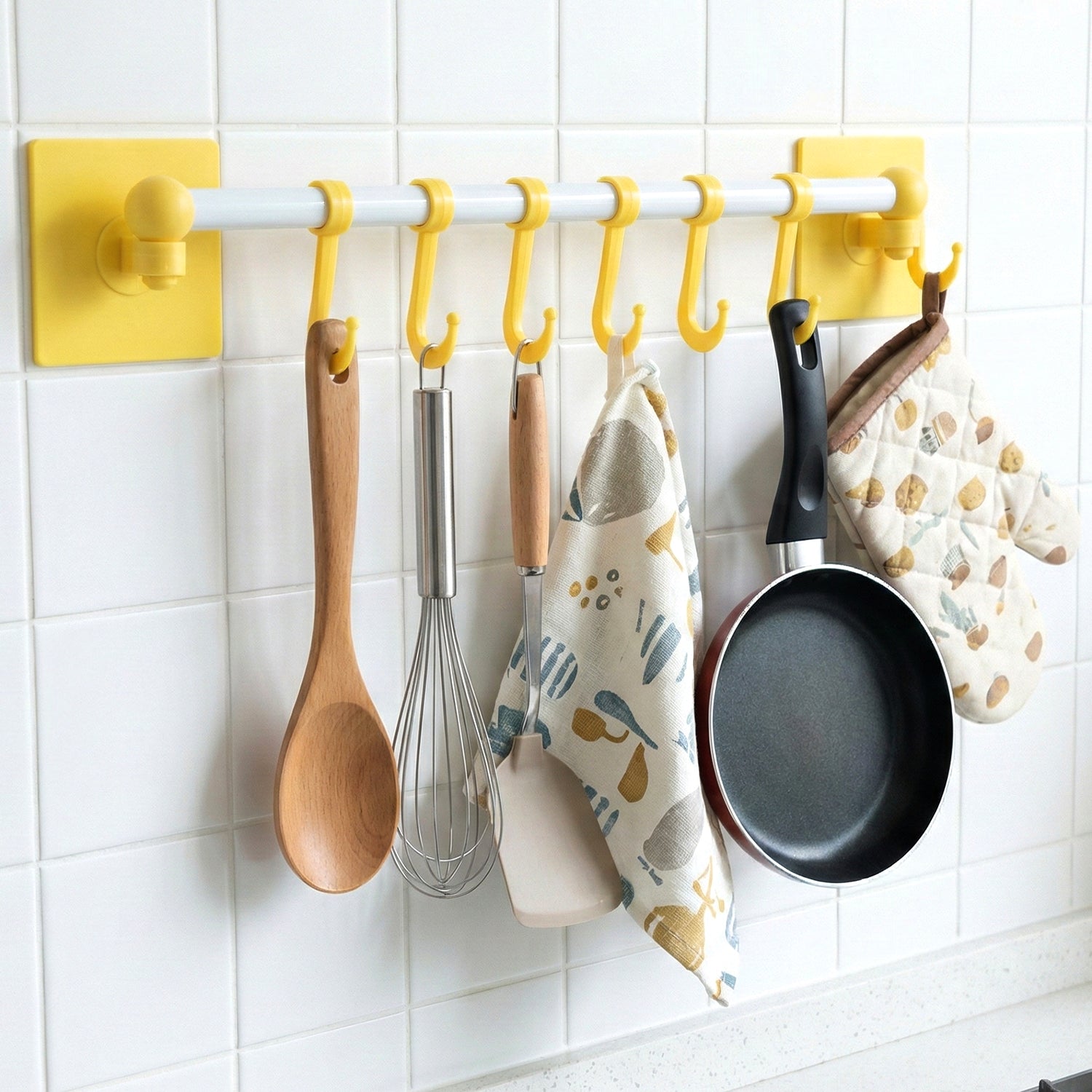 multipurpose kitchen hanging rack with adhesive mount pack of 2